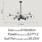 Glass LED Chandeliers: Modern Dining Room Bedroom Living Room Pendant Lights