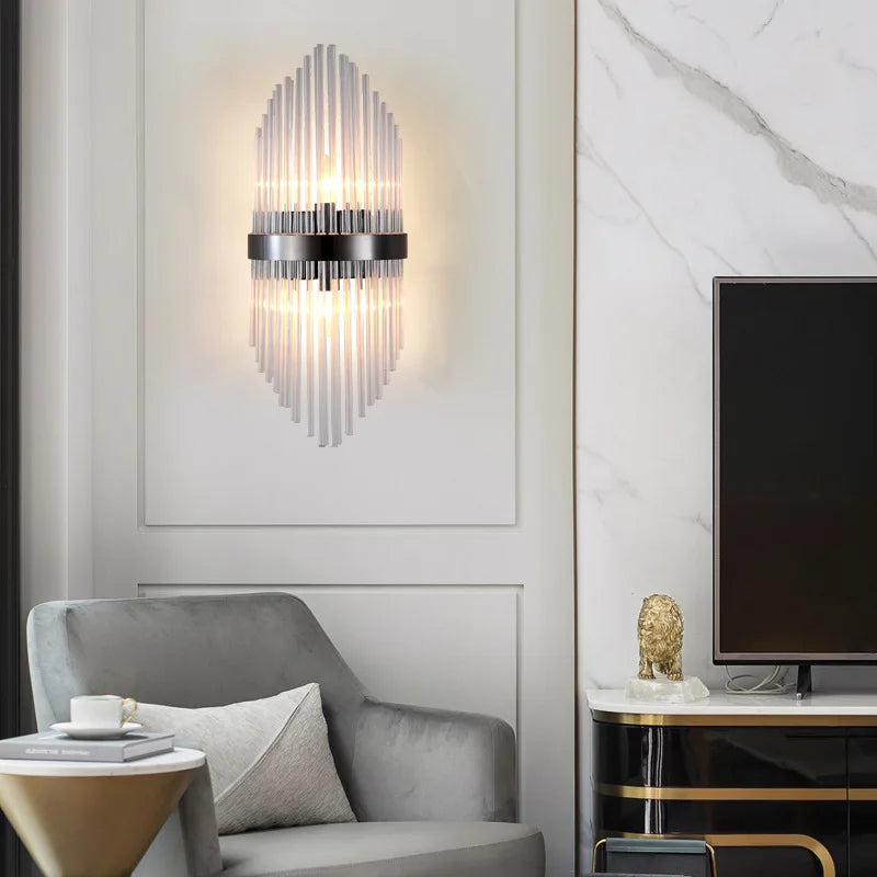 Glass Rod Crystal Wall Lamp: Modern Nordic Light Luxury for Bedroom, Living Room