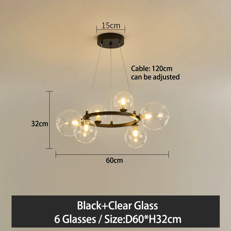 Nordic Glass Ball Pendant Light Gold/Black Dining Living Room Decor Afralia™