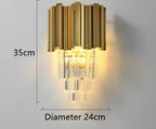 Gold Black Crystal Wall Sconce, Modern K9 Crystal Drops Shade Wall Lamp