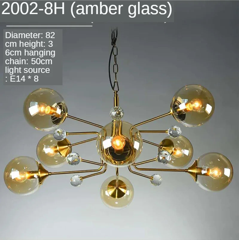 Modern Glass Ball LED Chandelier | Luxury Indoor Hanging Lamps for Living Room