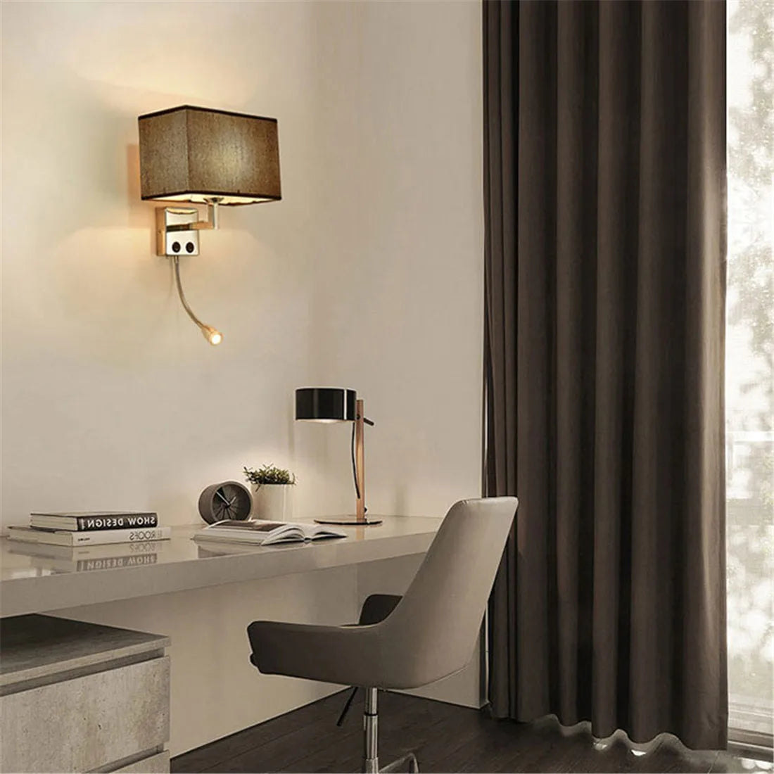 LED Minimalist Wall Lamps with Rectangle Texture Shade for Living Room & Bedroom