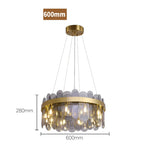 Luxury Gold Metal LED Chandeliers with Adjustable Brightness and Grey/White Glass