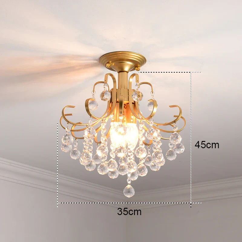 Gold Crystal Round Ceiling Chandelier for Living Room LED Light Fixtures