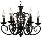 Black Wrought Iron Loft Chandelier for Living Room, Bar, Restaurant - Retro Industrial Style