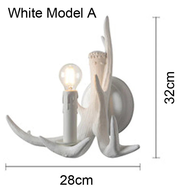 Deer Horn Resin Wall Lamp with Warm White LED Light