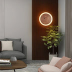 Walnut Round Solid Wood LED Wall Light for Bedroom Living Room Kitchen
