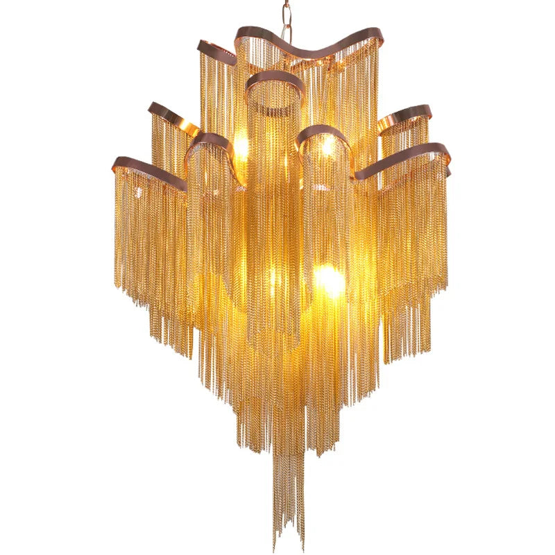 Tassel Chain LED Pendant Light - Luxury Stair Chandelier