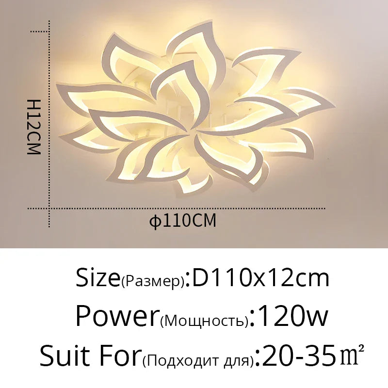 Remoteled Ceiling Chandelier: Modern Art Deco Lighting Fixtures for Living, Dining, Bedroom