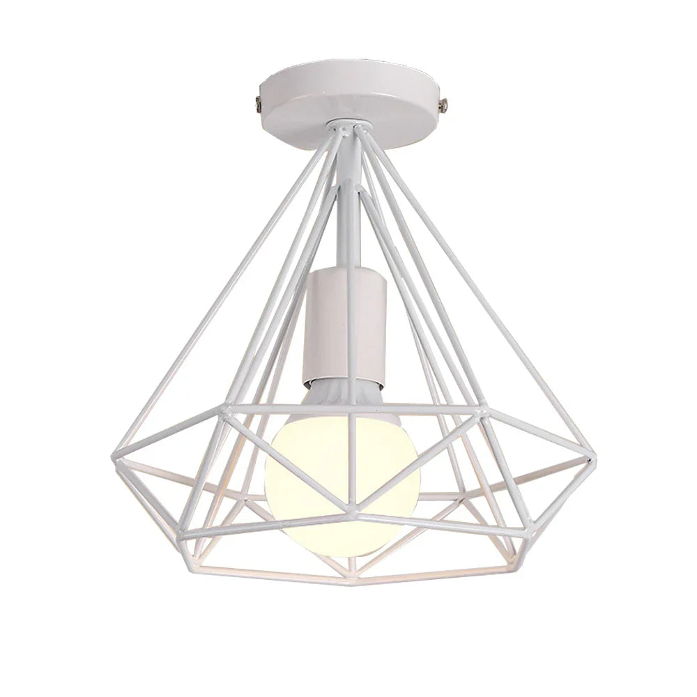 Iron Cage Ceiling Lamp: Modern Nordic LED Light Fixture for Kitchen, Living Room, Bedroom