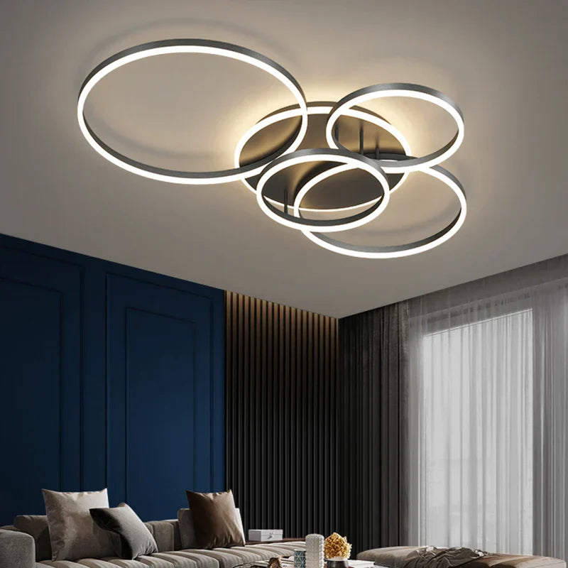 Modern LED Chandelier Lightings Gold Black Dimmable Indoor Lamps