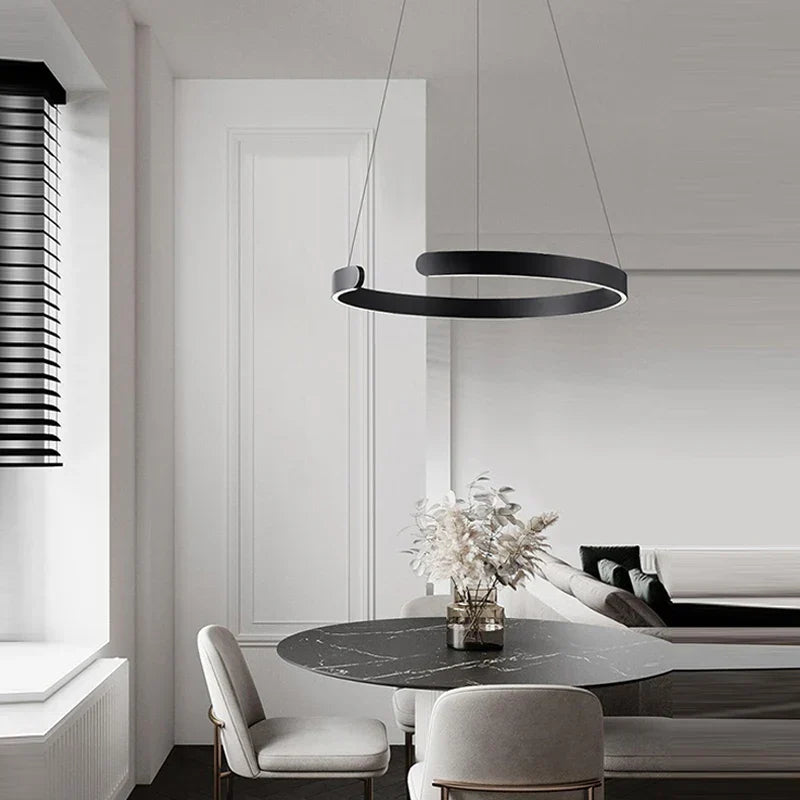 LED Chandelier: Round Rings Pattern, Gold, Modern Design for Living, Dining, Bedroom, Kitchen.