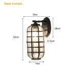 Retro Vintage Black Glass Outdoor Wall Sconce Luminaire