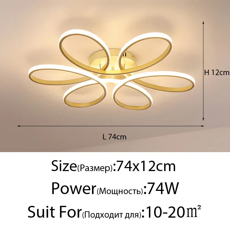 LED Ceiling Chandelier: Remote Control Modern Aluminum Bedroom Living Room Lamp