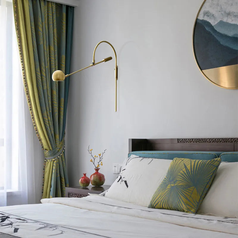 Rotatable G9 Bedside Lamp Living Room Wall Sconce - Gold/Black Arm