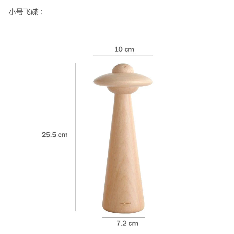 Kids UFO Wood LED Table Lamp: Modern, Dimmable, Cartoon Design, Ideal for Children's Bedroom
