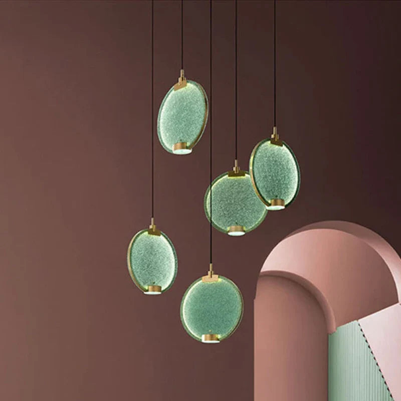 Masiero Horo Pendant Light LED Green Pink Glass Simple Lights Loft Bar