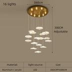 Lotus Leaf Acrylic Nordic LED Chandelier for Restaurant Living Room Hotel Villa
