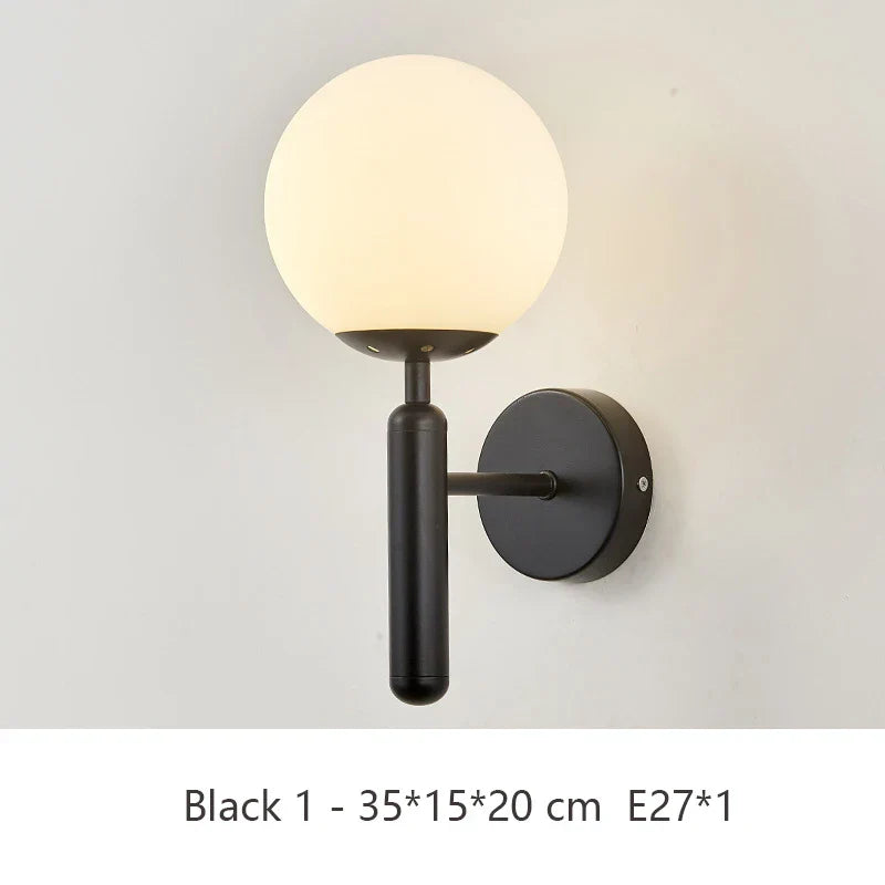 Glass Nordic Bedroom Wall Lamp Gold Black Interior Led Lighted Decoration