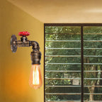 Rustic Iron Water Pipe Wall Sconce Industrial Vintage Bedside Lamp