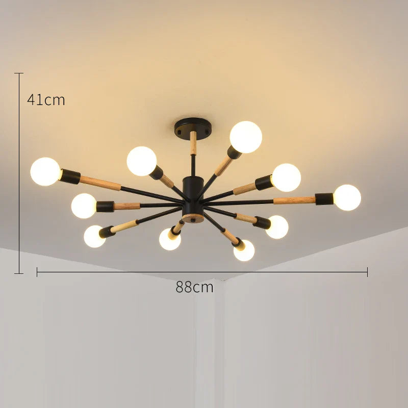 LED Wooden Ceiling Lights w/ E27 Bulb for Modern Livingroom & Bedroom
