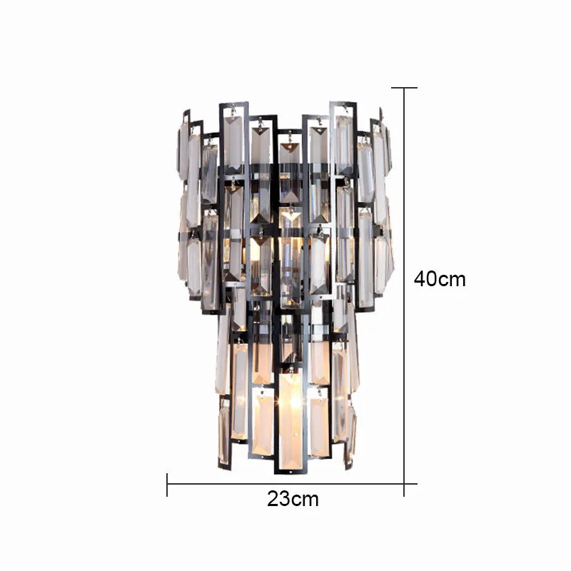 Rectangular Crystal Wall Sconce: Modern Light Luxury Indoor LED Lamp