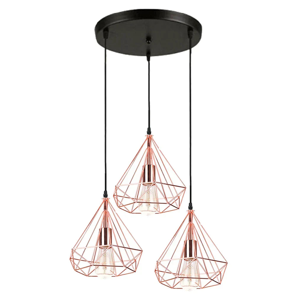 Industrial LED Pendant Light Vintage Loft Cage Hanging Lamp for Home Decor