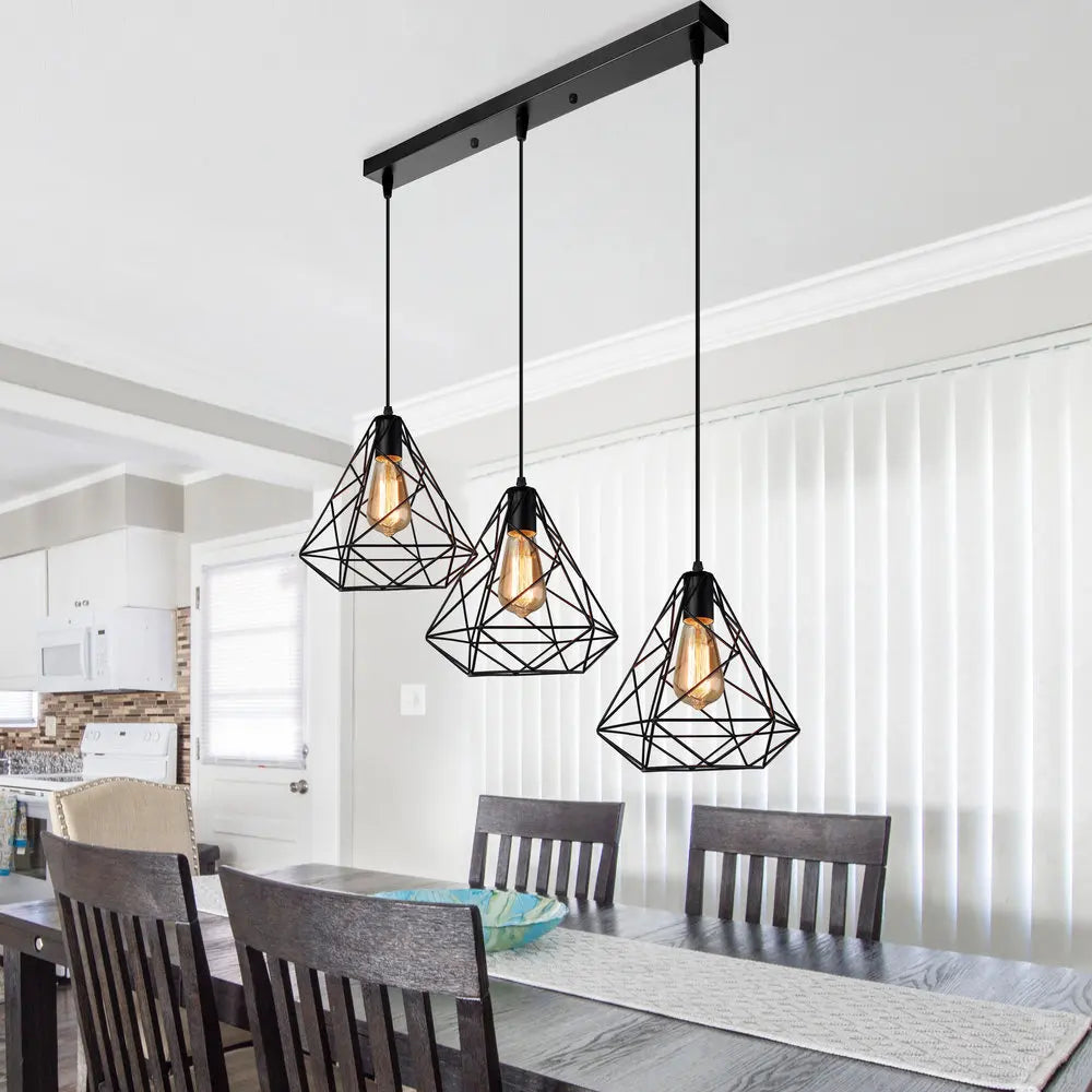 Modern Black LED Pendant Chandelier for Kitchen & Living Room Lighting
