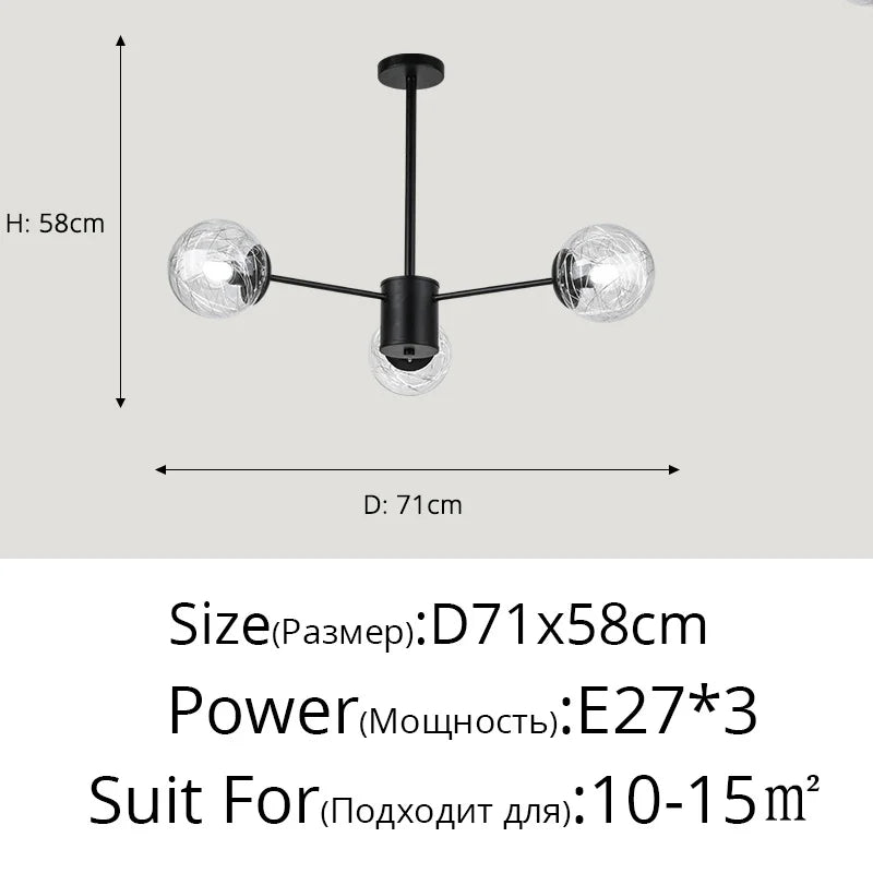 Glass LED Chandeliers: Modern Dining Room Bedroom Living Room Pendant Lights