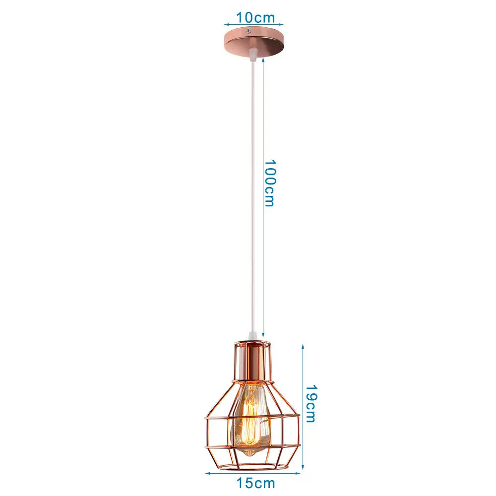 Rose Gold Industrial Iron Pendant Lights for Home Living Room Kitchen.
