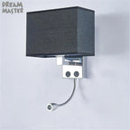Fabric Shade Wall Light with LED Reading Lamp and Dual Switches