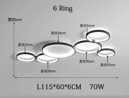 Nordic Remote Control LED Ceiling Lamp for Living Room, Study Room - Modern & Creative