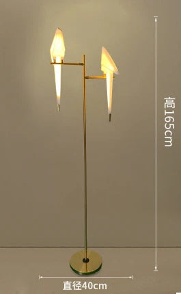 Origami Crane Perch Gold Floor Lamp - Creative Acrylic Design for Home Decor