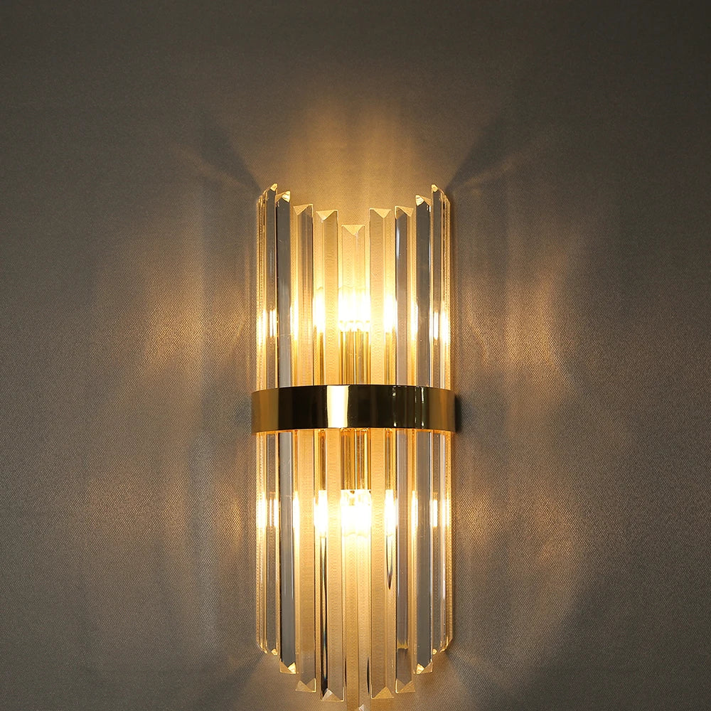 Modern Gold Crystal Wall Sconce LED Light for Living Room Bedroom Decor
