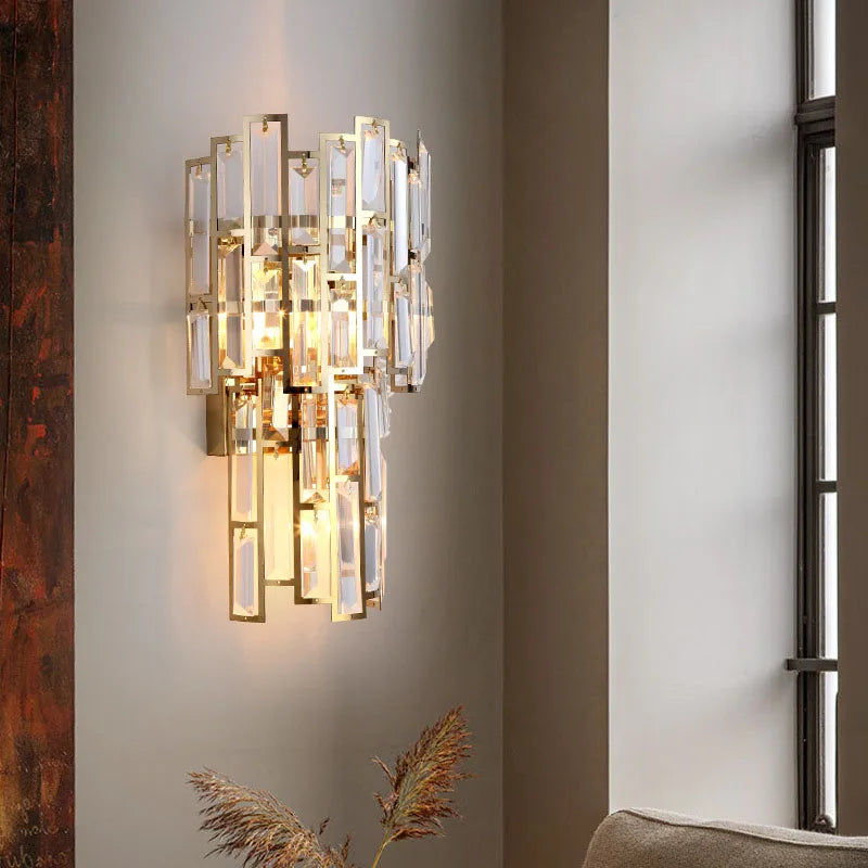 Rectangular Crystal Wall Sconce: Modern Light Luxury Indoor LED Lamp