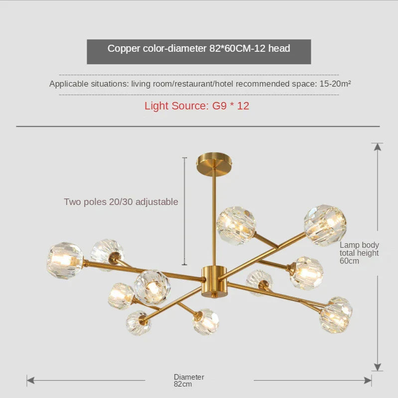 Crystal LED Chandelier Ceiling Light for Elegant Home Décor