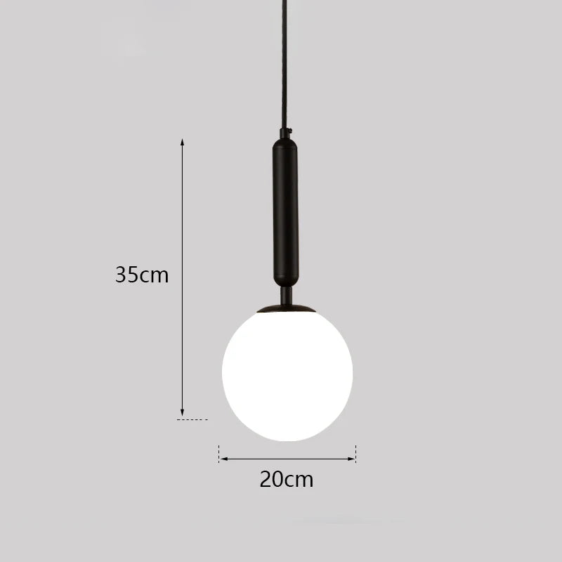 Glass Ball LED Pendant Light for Bedroom and Bar, Modern Globe Hanging Ceiling Lamp