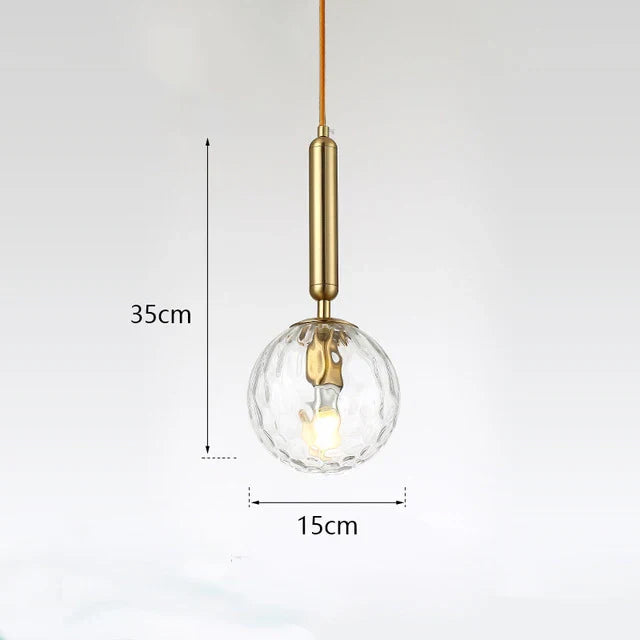Glass Ball LED Pendant Light for Bedroom and Bar, Modern Globe Hanging Ceiling Lamp