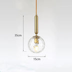 Glass Ball LED Pendant Light for Bedroom and Bar, Modern Globe Hanging Ceiling Lamp