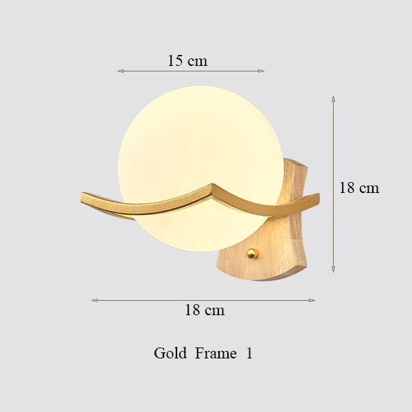 Japanese Moon Wood Wall Lamp - Minimalist Design - LED Sconce Lights