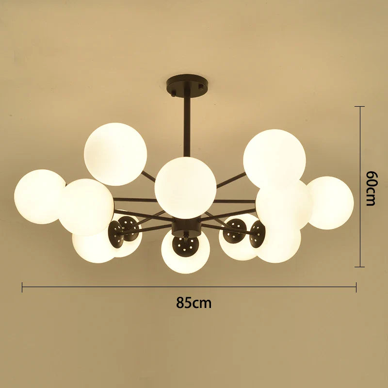 Black/Gold Glass Pendant Light for Living Room Bedroom Restaurant