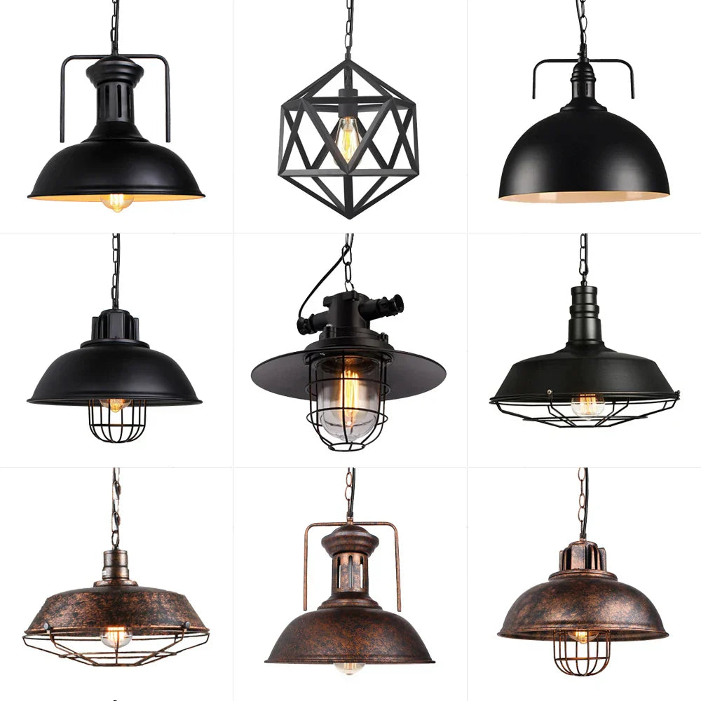 Loft Pendant Light Iron Chanderlier LED E27 Bar Living Room Decor