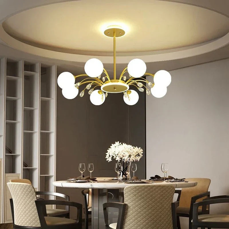 Nordic Crystal Glass Chandelier with E27 Lamp Holder for Livingroom Bedroom Diningroom by Afralia™
