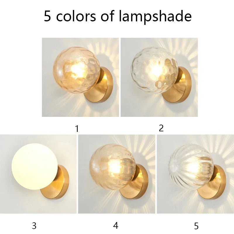 Glass Ball Wall Lamp: Modern Minimalist Nordic Style, Luxury Bedroom Lighting