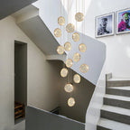 Modern Golden Round Acrylic Stair Chandelier by - Elegant Designer Lighting for Home