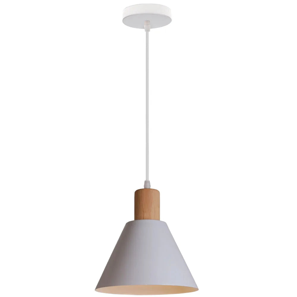 Nordic Wood Pendant Lights Vintage Modern LED Hanging Lamp for Home Decor
