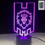 WoW Alliance Tribal Signs 3D LED Night Light Kids Table Lamp Gift