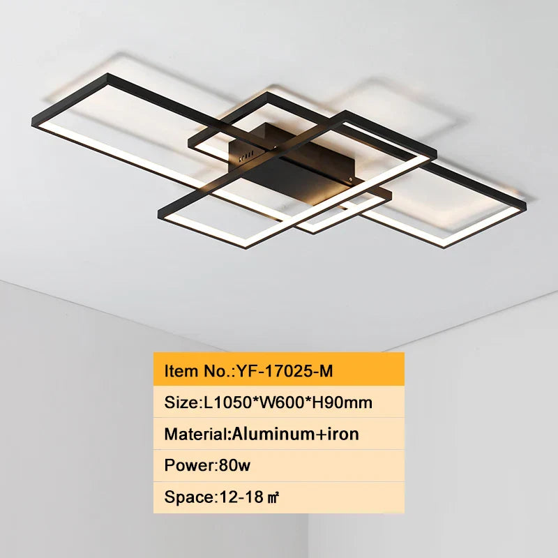 Modern Black/White LED Chandelier – Aluminum Ceiling Lighting for Living Room & Bedroom