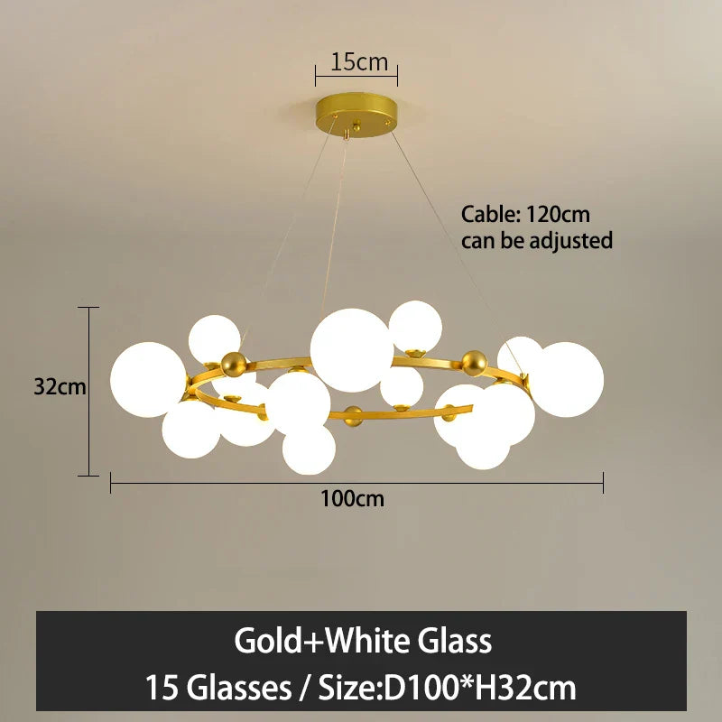Nordic Glass Ball Pendant Light Gold/Black Dining Living Room Decor Afralia™