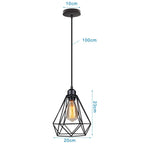 Vintage Industrial Chandelier Lamp, Black Iron Pendant Light for Kitchen Bedroom